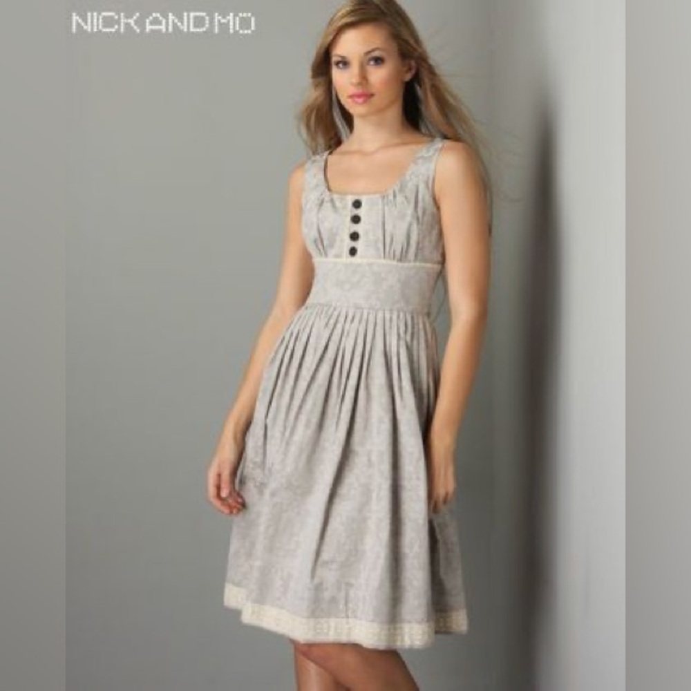 Nick and Mo Elegant Gray Midi Dress